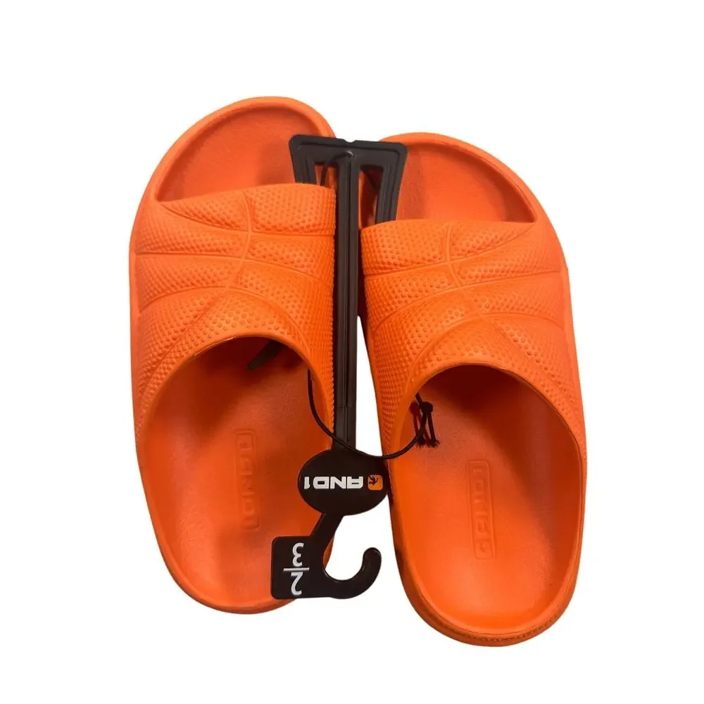 AND1 Basketball Textured Foam Slide Sandals Youth Size 2/3 Orange
